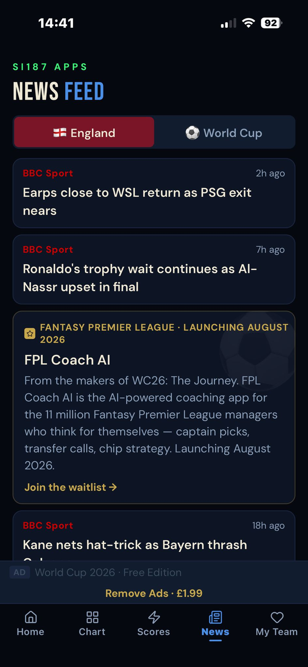 WC26: The Journey news feed filtered to your nation